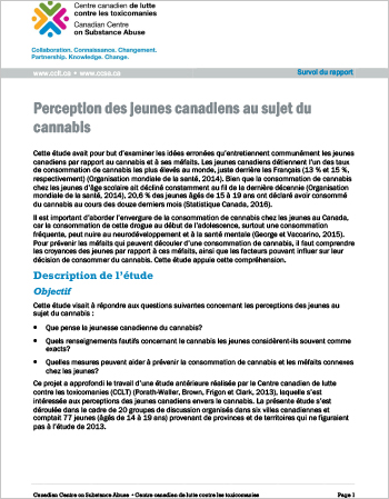 Les perceptions des jeunes canadiens sur le cannabis (Survol du rapport)