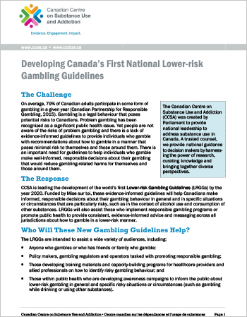Developing Canada’s First National Lower-risk Gambling Guidelines