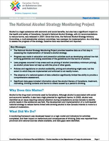 The National Alcohol Strategy Monitoring Project (Report at a Glance)