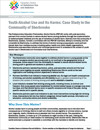 Youth Alcohol Use and Its Harms: Case Study in the Community of Sherbrooke (Report at a Glance)