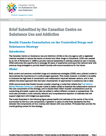 Health Canada Consultation on the Controlled Drugs and Substances Strategy