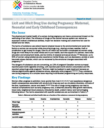 Licit and Illicit Drug Use during Pregnancy: Maternal, Neonatal and Early Childhood Consequences (Report in Short)