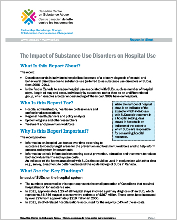 The Impact of Substance Use Disorders on Hospital Use (Report in Short)