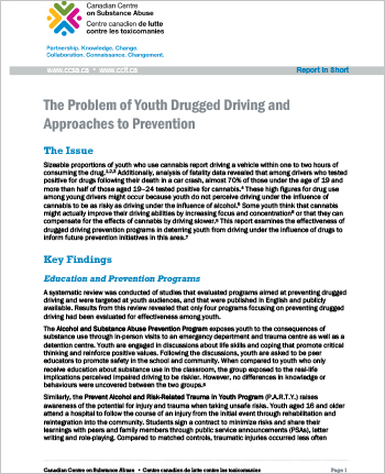 The Problem of Youth Drugged Driving and Approaches to Prevention: Report in short