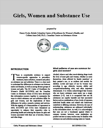 Girls, Women and Substance Use