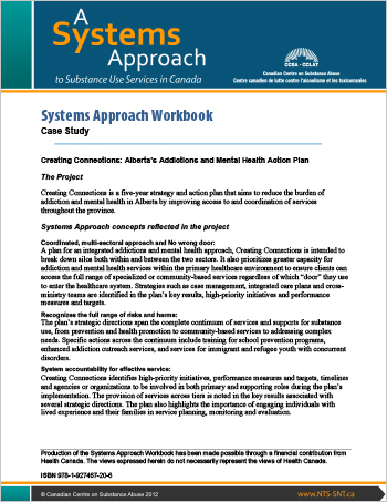 Systems Approach Workbook: Case Study: Creating Connections: Alberta’s Addictions and Mental Health Action Plan