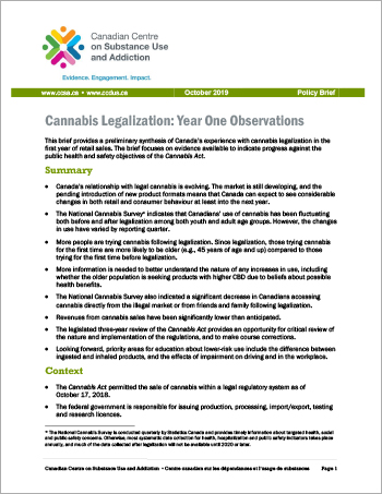 Cannabis Legalization: Year One Observations
