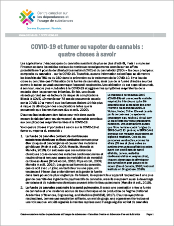 COVID-19 et fumer ou vapoter du cannabis : quatre choses à savoir [rapport]