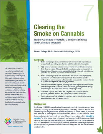 Clearing the Smoke on Cannabis: Edible Cannabis, Cannabis Extracts and Cannabis Topicals