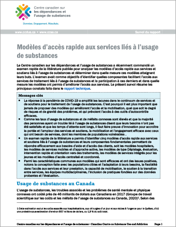 Modèles d’accès rapide aux services liés à l’usage de substances (Survol du rapport)