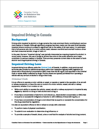 Impaired Driving In Canada (Topic Summary)