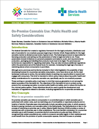 On-Premise Cannabis Use: Public Health and Safety Considerations [Policy Brief]