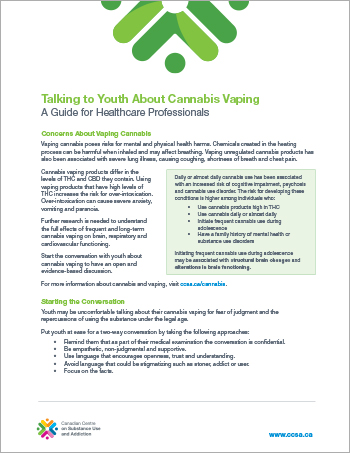 Talking to Youth About Cannabis Vaping: A Guide for Healthcare Professionals