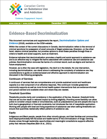 Evidence-Based Decriminalization (Policy Brief)