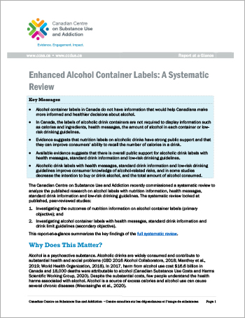 Enhanced Alcohol Container Labels: A Systematic Review (Report at a Glance)