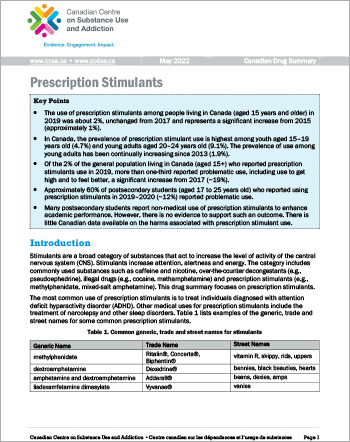Prescription Stimulants (Canadian Drug Summary)