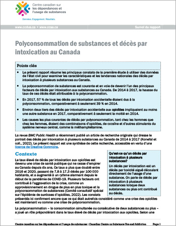 Polyconsommation de substances et décès par intoxication au Canada (Survol du rapport)