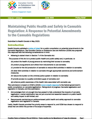 Notice of Intent – public consultation on potential amendments to the Cannabis Regulations