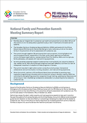 National Family and Prevention Summit Report
