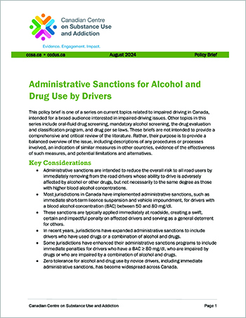 Administrative Sanctions for Alcohol and Drug Use by Drivers