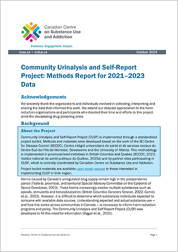 Community Urinalysis and Self-Report Project: Methods Report for 2021–2023 Data