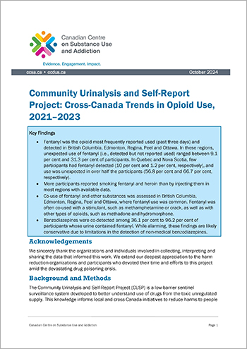 Community Urinalysis and Self-Report Project: Cross-Canada Trends in Opioid Use 2021–2023