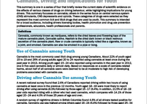 Cannabis, Driving and Implications for Youth (Topic Summary)