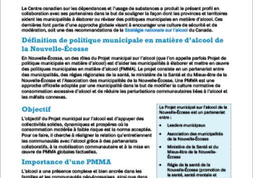 Projet municipal sur l’alcool de la Nouvelle-Écosse