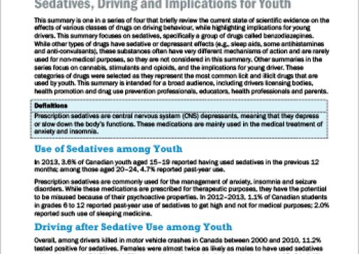 Sedatives, Driving and Implications for Youth (Topic Summary)
