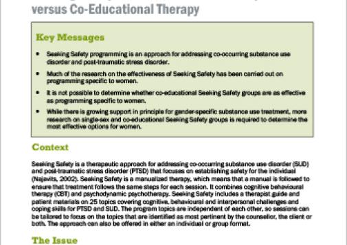 Seeking Safety: The Benefits of Gender-specific versus Co-Educational Therapy (Rapid Review)