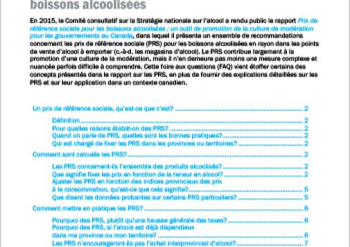 FAQ sur les prix de référence sociale pour les boissons alcoolisées