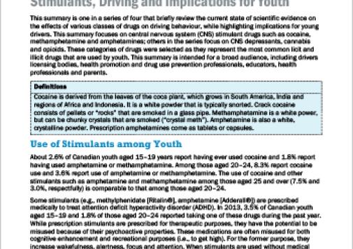 Stimulants, Driving and Implications for Youth (Topic Summary)