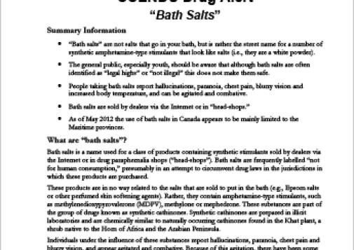CCENDU Drug Alert: "Bath Salts" (June 5, 2012)