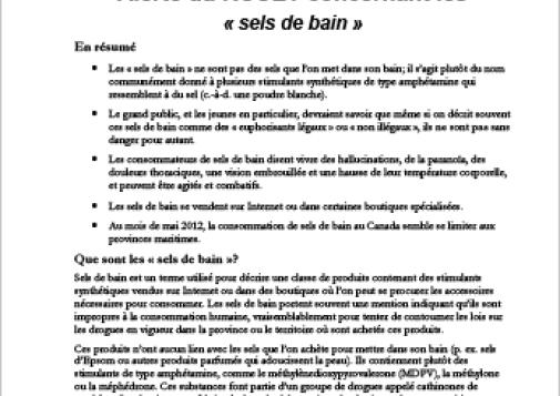 Alerte du RCCET concernant les « sels de bain » (2012)
