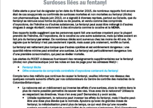 Surdoses liées au fentanyl : Alerte du RCCET