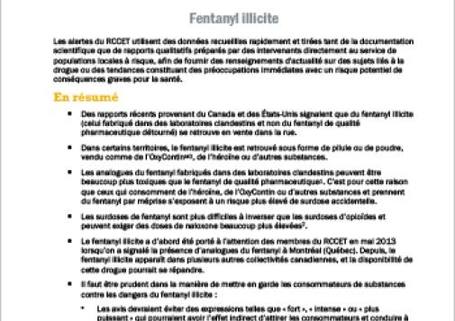 Fentanyl illicite (Alerte du RCCET)