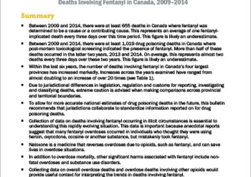 Deaths Involving Fentanyl in Canada, 2009–2014 (CCENDU Bulletin)