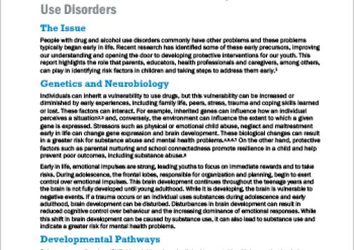 Childhood and Adolescent Pathways to Substance Use Disorders (Report in Short)