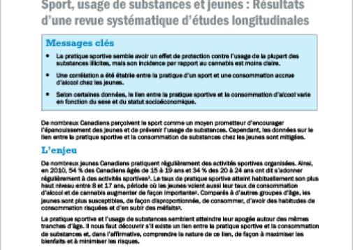 Sport, usage de substances et jeunes : Résultats d’une revue systématique d’études longitudinales