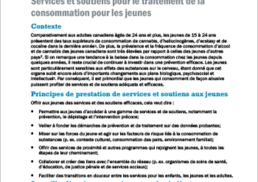 Services et soutiens pour le traitement de la consommation pour les jeunes (Résumé thématique)