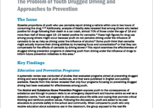 The Problem of Youth Drugged Driving and Approaches to Prevention: Report in short