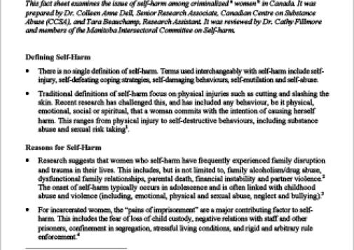 Self-Harm Among Criminalized Women