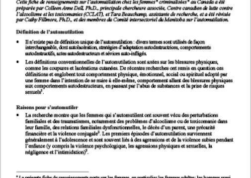 L’automutilation chez les femmes criminalisées