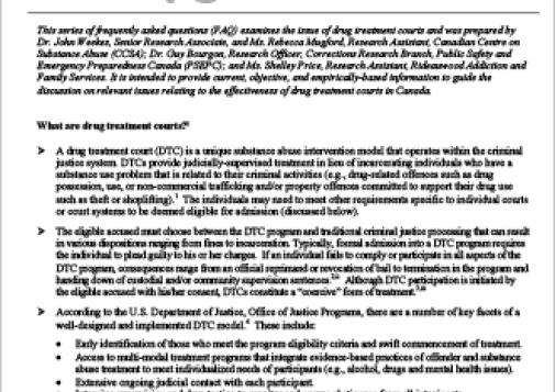 Drug Treatment Courts FAQ