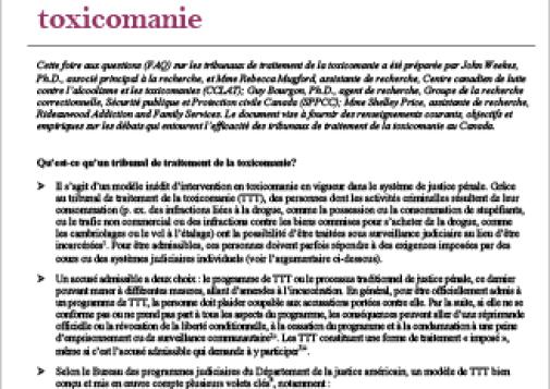 FAQ sur les tribunaux de traitement de la toxicomanie