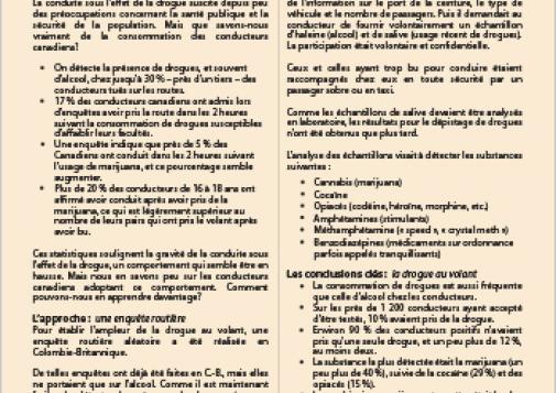 Le rapport en bref – la drogue au volant