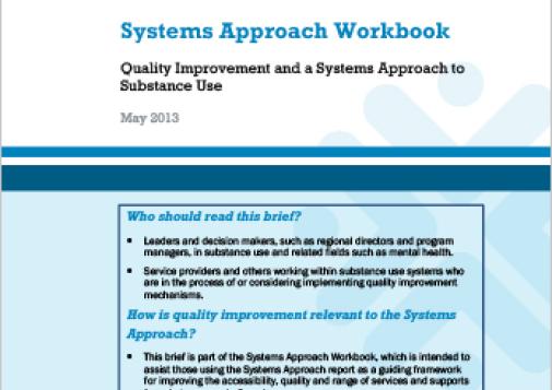 Systems Approach Workbook: Quality Improvement and a Systems Approach to Substance Use