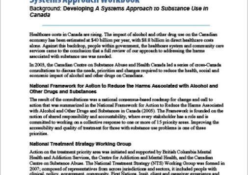 Systems Approach Workbook: Background: Developing A Systems Approach to Substance Use in Canada