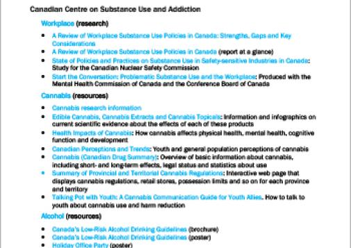 Substance Use and the Workplace: Tools and Resources