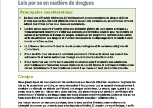 Lois per se en matière de drogues [Document d'orientation]